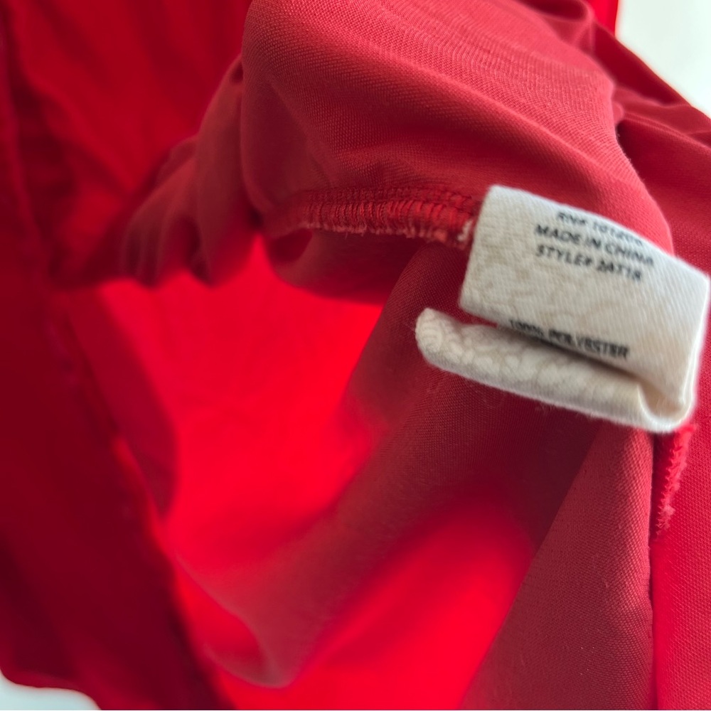 Soft Surroundings Velvet Velour Blouse Red Button Up Sz Lg Women’s Long Sleeve - Picture 3 of 4